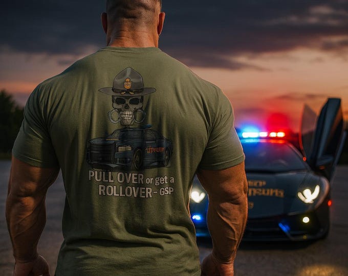Georgia State Patrol T-Shirt: GSP Skull & Police Car Design