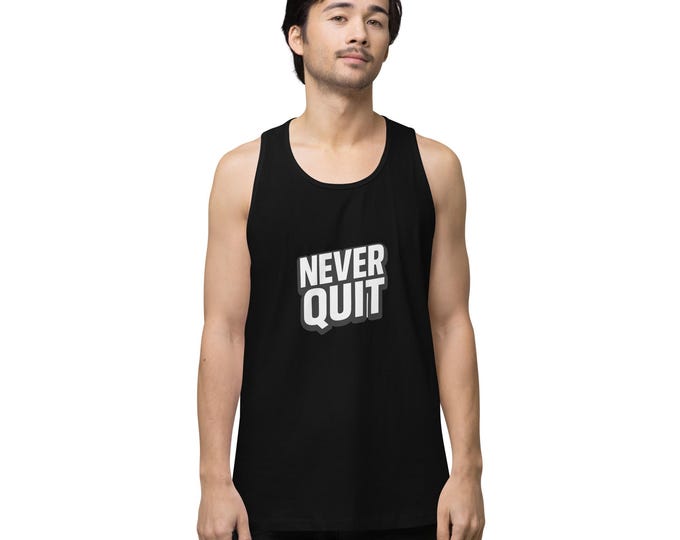 NEVER QUIT Men's Athletic Tank Top - Motivational Gym Top