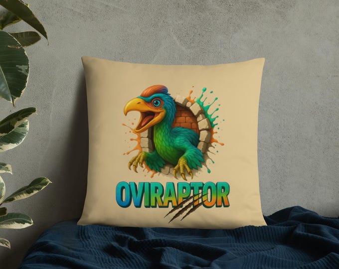 3D Oviraptor Dinosaur Pillow - Prehistoric Decorative Throw Pillow, Unique Dinosaur Lover Gift, Kids and adults Room Decor