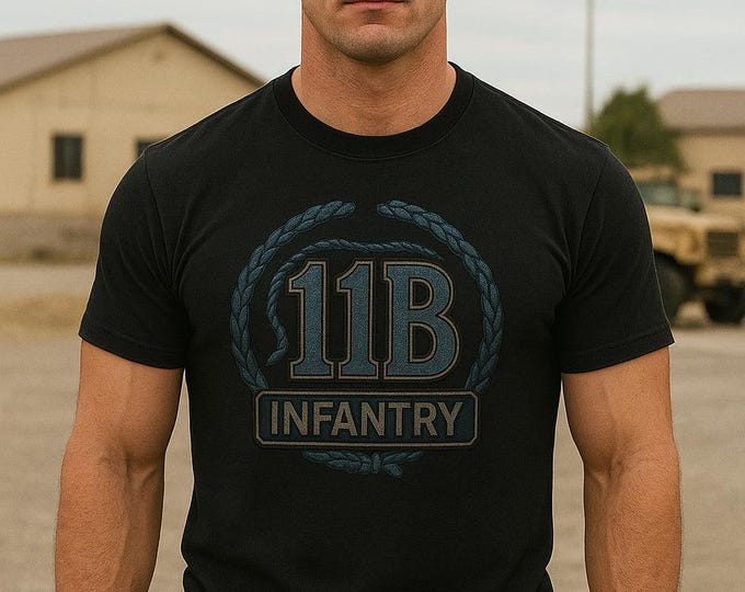 11B Infantry T-Shirt: Black Military Tee, Veteran Gift