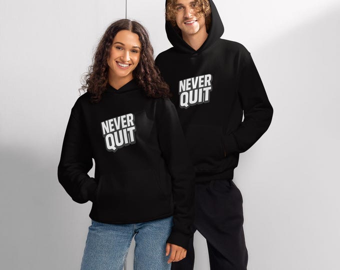 NEVER QUIT Oversized Hoodie: Unisex Fleece Gym & Streetwear
