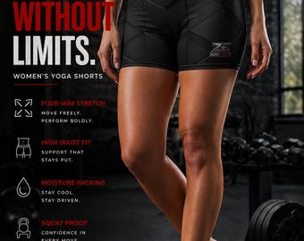 Pantalones cortos de yoga negros para mujer, pantalones cortos de entrenamiento de cintura alta ZE Zero Excuse, pantalones cortos de ciclista, pantalones cortos de gimnasio, ropa deportiva de fitness