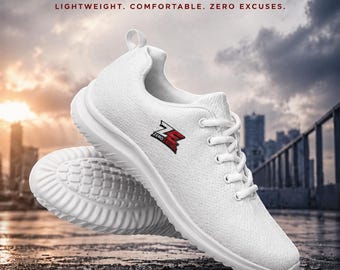 Men's White ZE Runner Athletic Shoes, Lightweight Breathable Sneakers