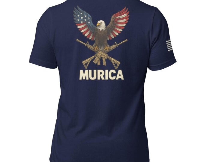 MURICA Freedom Unisex T-Shirt – Vintage Eagle & AR‑15 Back Print Tee