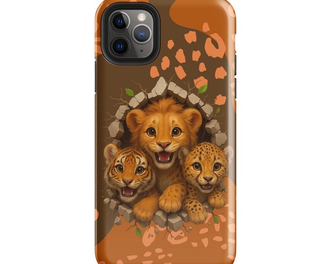 3D Lion Tiger Cheetah Cubs Tough Case for iPhone® – All‑Over Print Wildlife Protective Phone Cover