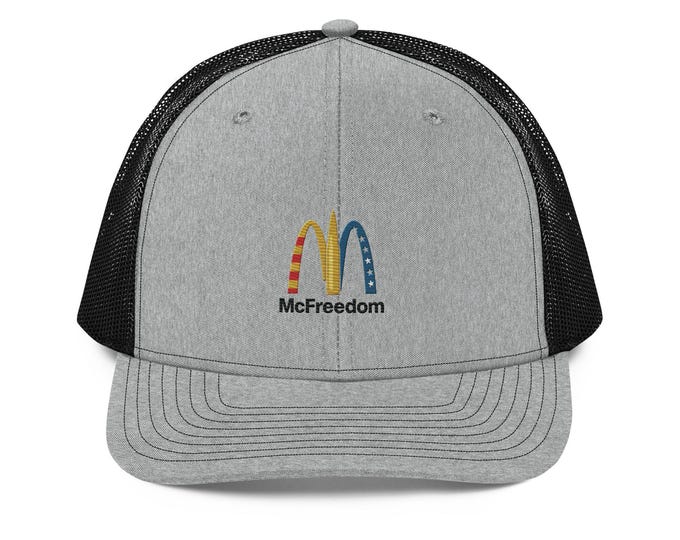 McFreedom Trucker cap • Patriotic USA Mesh‑Back Cap • Gun Rights Embroidery • Snapback Adjustable