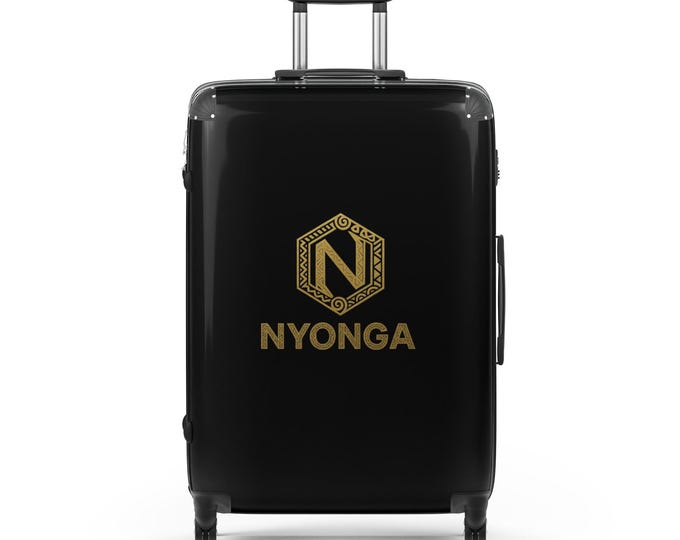NYONGA Black Hard-Shell Suitcase – Durable Lightweight Luggage with Spinner Wheels, TSA Lock & Sleek Travel Design