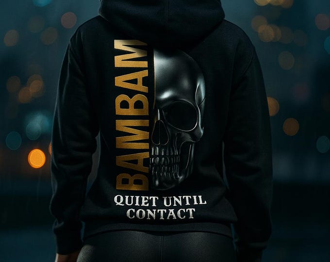 BAMBAM Skull Graphic Hoodie: Tactical Gym Sweatshirt