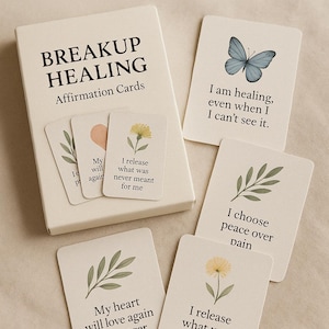 Cartes d'affirmation de soi pour la guérison de la rupture – 36 decks imprimables Amour de soi et rétablissement | Soutien numérique en santé mentale | Cadeau de guérison émotionnelle pour elle