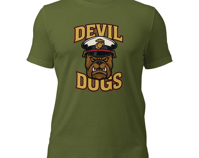 DEVIL DOGS Marine Bulldog Unisex T-Shirt | DTF Front Print Military Graphic Tee S-2XL