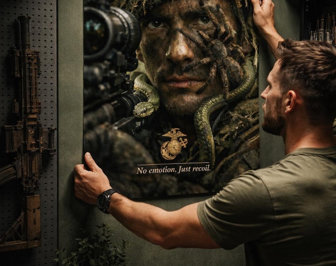 0322 Recon Sniper Marine Poster | USMC Jungle Sniper Wall Art | Military Recon Decor | Veteran Gift | Tactical Man Cave Poster