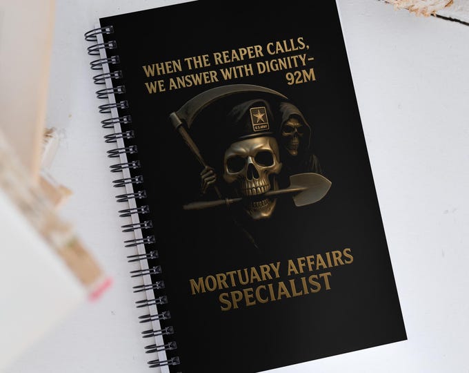 Mortuary Affairs Specialist Spiral Notebook – Tactical Black Journal - Military Notebook