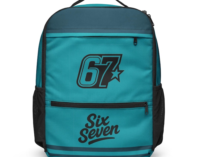 Teal Utility Backpack – 'Six Seven' Graphic School Bag