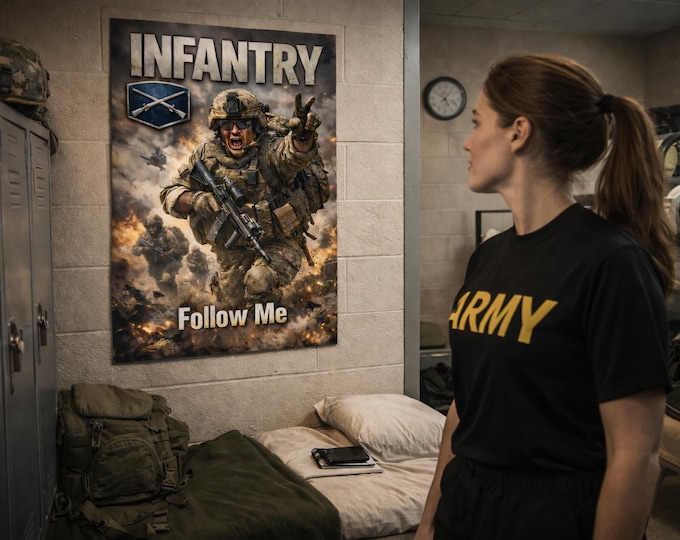 INFANTRY “Follow Me” Poster | 11B Wall Art | Combat Leader Military Decor | Army Infantry Gift | Veteran Wall Print | Matte Poster