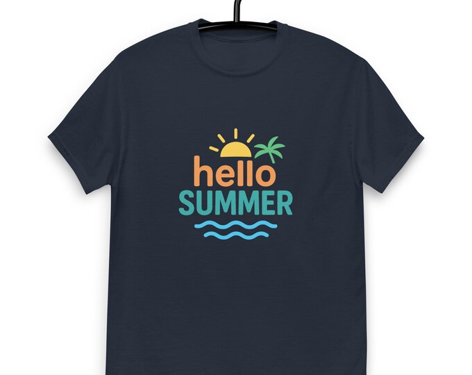 Hello Summer Unisex Classic Tee – Summer Graphic T-Shirt, Beach Vacation Shirt, Casual Lightweight Top