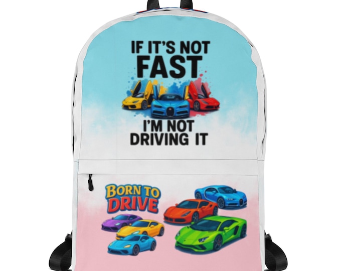 BackpackCustomizable Fast Car Backpack for Kids – "Born to Drive" School Bag – Personalized Back to School Bookbag with Name or Design