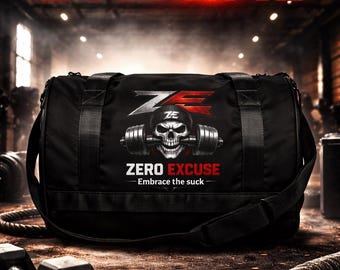 ZE Zero Excuse Water-Resistant Duffle Bag, Black Training Travel Gym Gear
