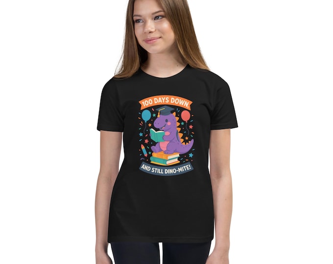 100 Days Down Dino-Mite Youth Shirt – Fun Back to School T-Shirt for Kids