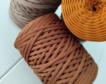 5 mm polyester koord, plat macramé touw, gehaakt tassengaren, gevlochten koord voor knutselen