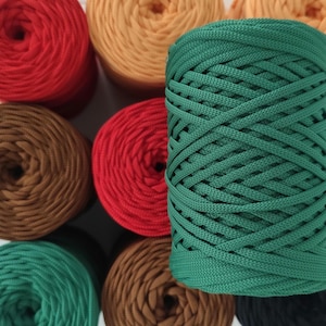 Polyester Cord 5 mm, Polyester Rope 5mm, Flat Polyester Yarn for Crochet Bag, Macrame Rope for Basket, Crochet Rope, Poly Cord, 57 Colors
