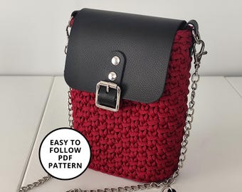 Modello per borsa all'uncinetto: borsa a tracolla per cellulare, tutorial facile per principianti.