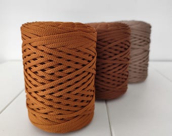 Polyester Rope 5mm, Flat Macrame Cord, Braided Rope for Crochet Bag, Strong Craft Yarn