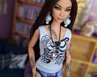 Custom ooak Barbie, collector barbie, tattooed barbie, tattooed doll, art Doll, barbie clothes