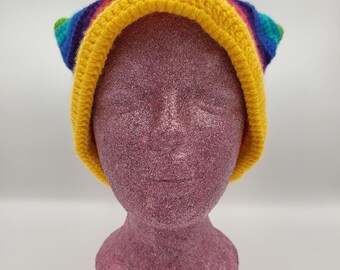 Handmade crochet rainbow hat