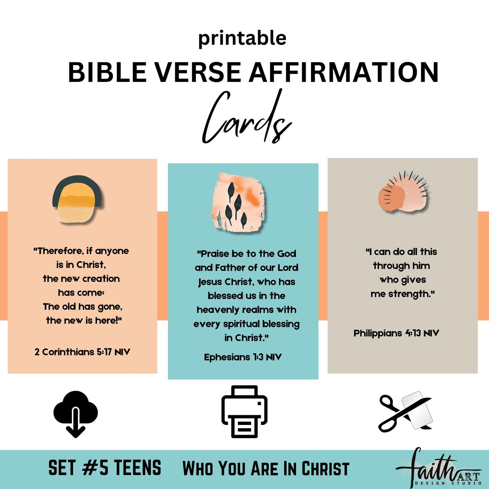 Bible Affirmation Cards |scripture Cards for Teen | Bible Verse Memory ...