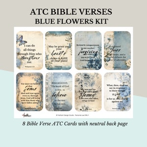 Ephemera Blaue Blume ATC Karten Christlicher Jesus Ephemera Bibel Vers Kit
