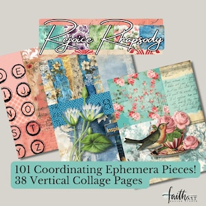 Rejoice Rhapsody Junk Journal Kit - part of  #faithjournaljuly2025 Christian Jesus Digital Junk Journal