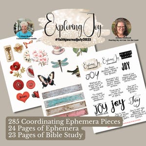 Exploring Joy Bibelstudie Ephemera Kit #faithjournaljuly2025 Christian Jesus Digital Junk Journal