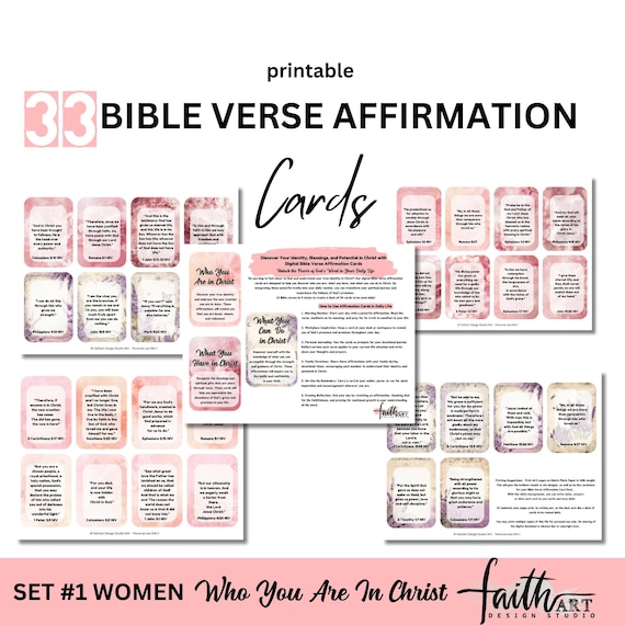 Christian Affirmation Cards for Women | Bible Verse Set #1 (Digital Download)