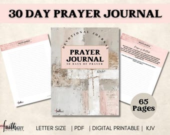 Prayer Journal | 30 Day Christian Journal Kit | Scripture & Devotional for Bible Study | Digital Download