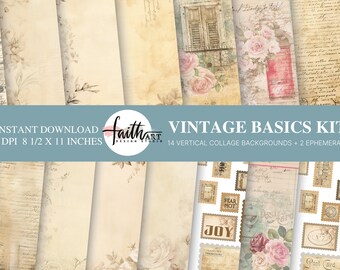 Kit básico de collage vintage n.° 1 para scrapbooking digital imprimible / Diario de fe / Jesús cristiano digital