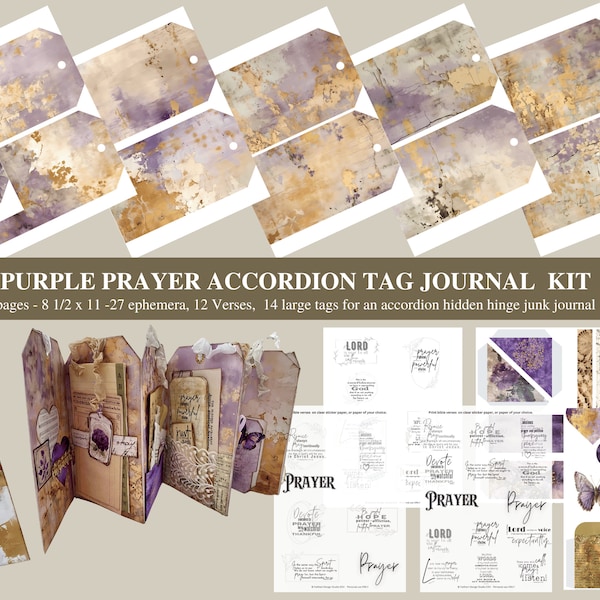 Purple Prayer Accordion Tag Kit