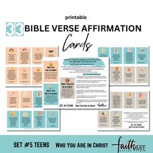 Bibel Affirmationskarten | Schriftkarten für Teenager | Bibel Vers Speicherkarten für Jugendliche | Druckbare christliche Karten für Geschenk | Set #5 Teenager