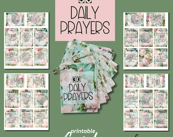 Bible Affirmation Prayer Cards Digital | Printable Christian Cards |30 Daily Prayers|