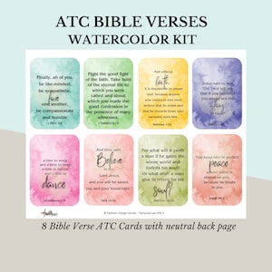 Ephemera Watercolor ATC Cards Christian Jesus Digital Ephemera Bible Verses