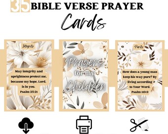 Bible Affirmation Prayer Cards | Printable Christian Cards for Parents | Prayers for My Children | Set #3 Boho