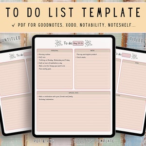 To Do List Template, Goodnotes To Do List, Digital Planner, Goodnotes Planner, iPad Planner, Monthly Planner, Notability Planner Template