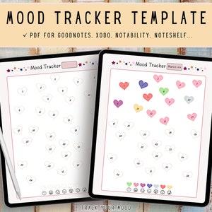 Cute Mood Tracker, Digital Mood Tracker Goodnotes Template, Digital Planner, Goodnotes Planner, Daily Planner, Monthly Planner, iPad Planner