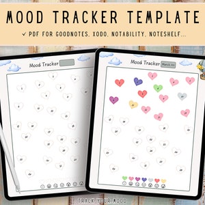 Digital Mood Tracker, Cute Mood Tracker Template, Goodnotes Planner, Digital Planner, Monthly Planner, Happy Planner, Simple iPad Planner