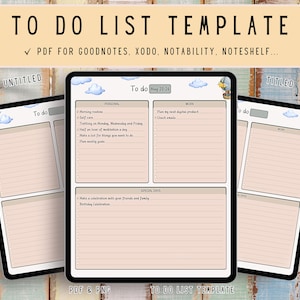 To Do List Goodnotes Template, Digital Planner, Goodnotes Planner, Simple To Do List Template, iPad To Do List, Daily Planner, Notability