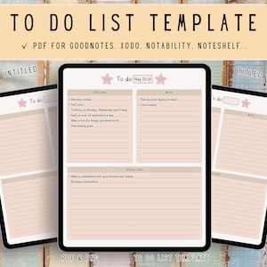 Cute Digital To Do List, To Do List Template, Digital Planner, Goodnotes Template, Daily Planner, iPad Planner, Weekly Planner, Notability