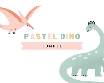 Pastel Dinosaur Birthday Party Printable Bundle for Canva
