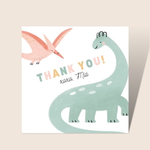 Pastel Dinosaur Birthday Party Printable Favor tag Template for Canva, Girl Dinosaur Party, Printable Decor, Girls Birthday Party Favor Card