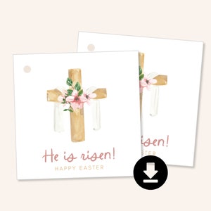 Christian Easter Gift Tags, Printable Christian Easter Tags, Easter Card, Printable Gift Tags, Easter Treat Tag for Christians, Easter Cross