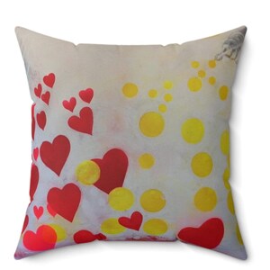 Hartkussen, kleurrijk valentijnskussen, bedrukt vierkant kussen, decoratief bedbankkussen, esthetisch sierkussen