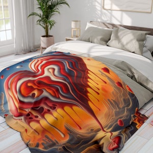 Dali Fantasy Blanket, Floating Heart Blanket, Arctic Fleece Blanket, Soft Throw Blanket, Comfy Warm Blanket, Lightweight Plush Blanket
